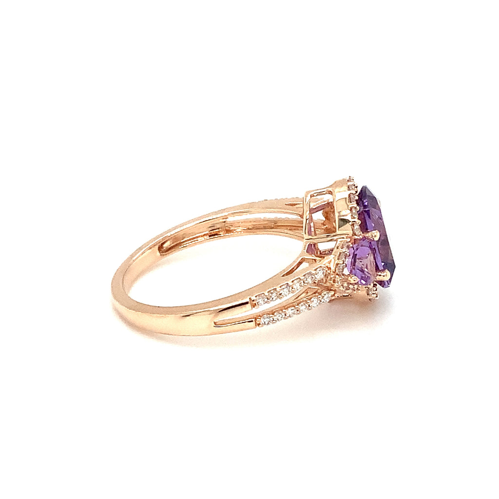 ASBA Collection Amethyst and Diamond Ring Set in 14K Rose Gold - Image 7 of 8