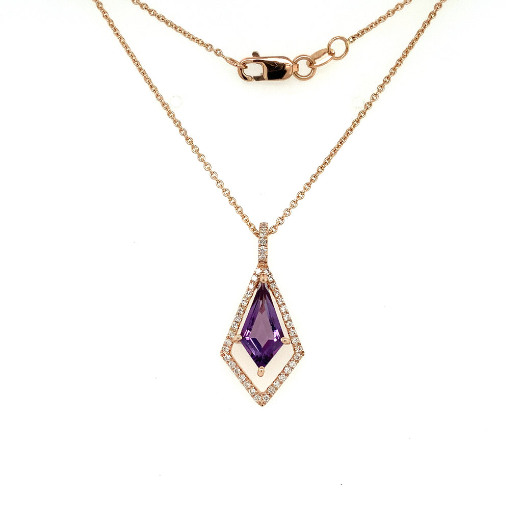 ASBA Collection Amethyst and Diamond Pendant Set in 14K Rose Gold - Image 5 of 5