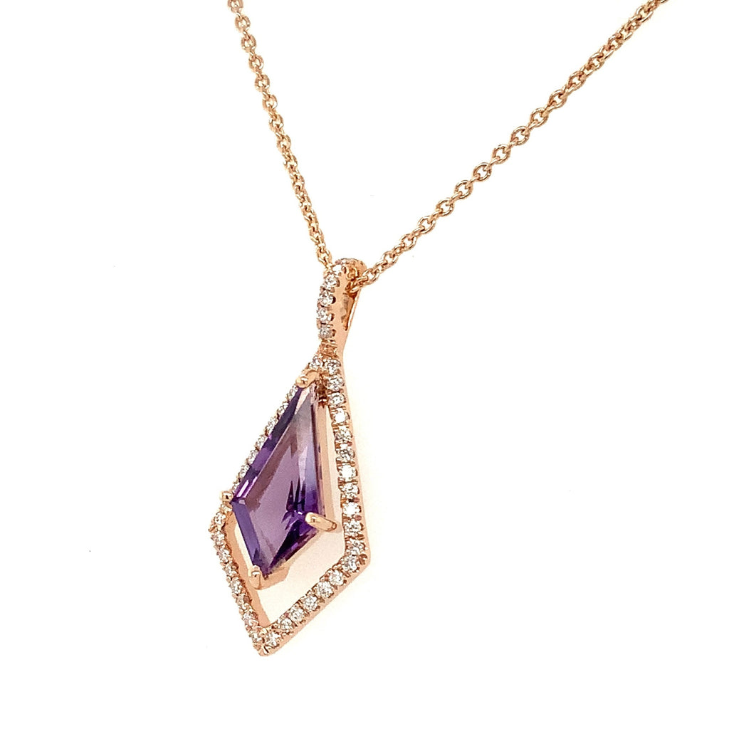 ASBA Collection Amethyst and Diamond Pendant Set in 14K Rose Gold - Image 2 of 5