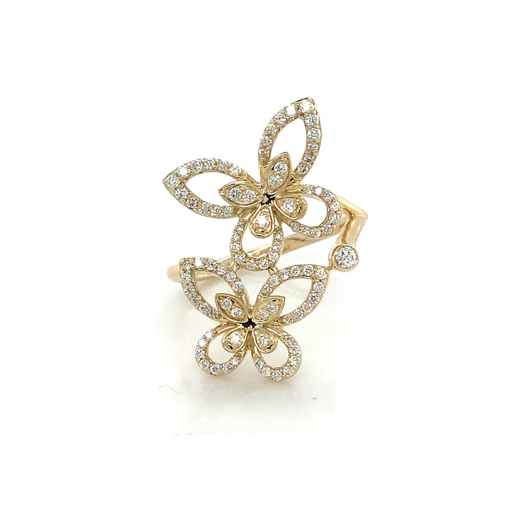 Roman+Jules 2 Butterfly Bypass Right Hand  Diamond Ring Fashioned in 14K Y/G - Image 4 of 7