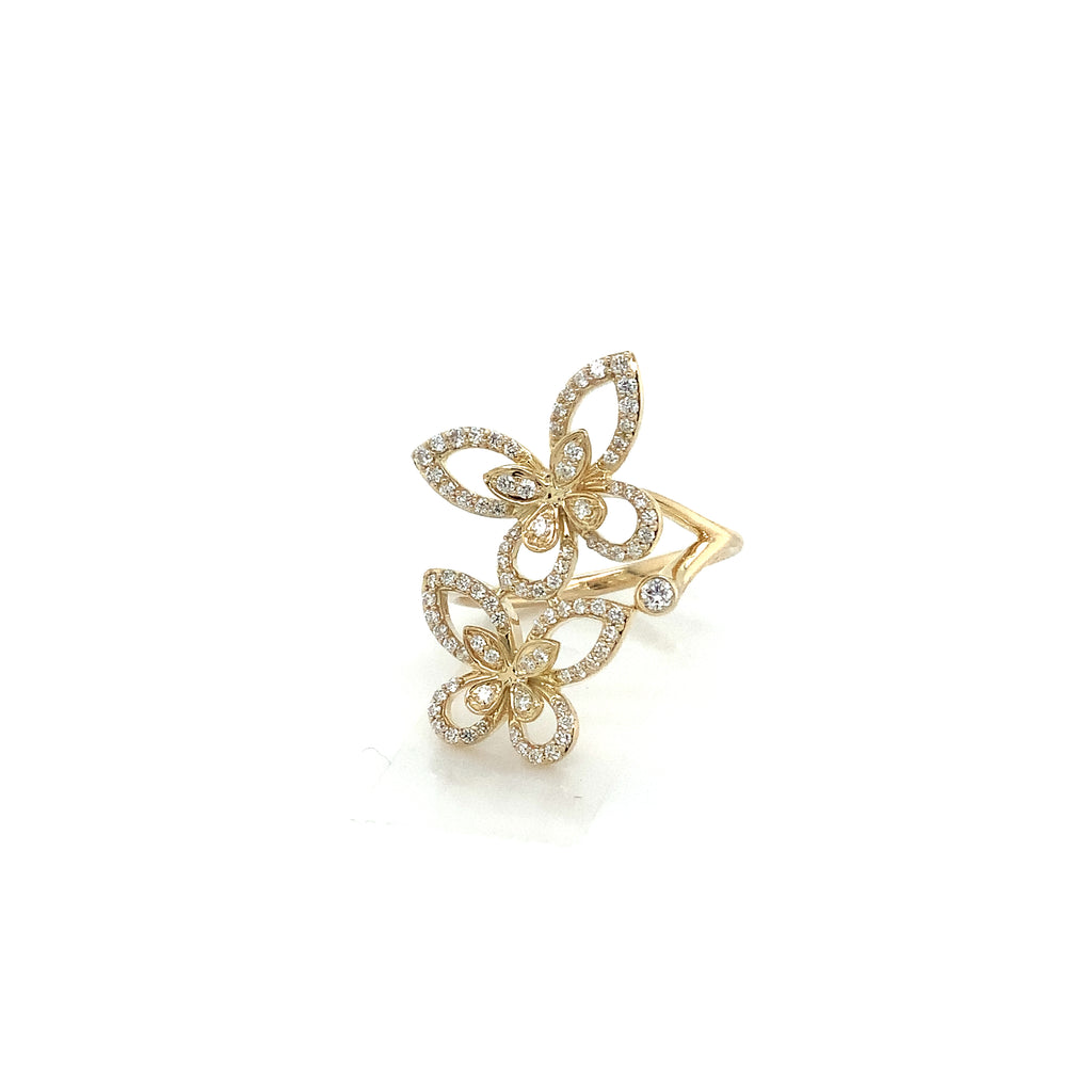 Roman+Jules 2 Butterfly Bypass Right Hand  Diamond Ring Fashioned in 14K Y/G - Image 6 of 7