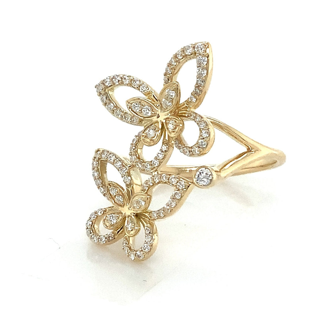 Roman+Jules 2 Butterfly Bypass Right Hand  Diamond Ring Fashioned in 14K Y/G - Image 1 of 7