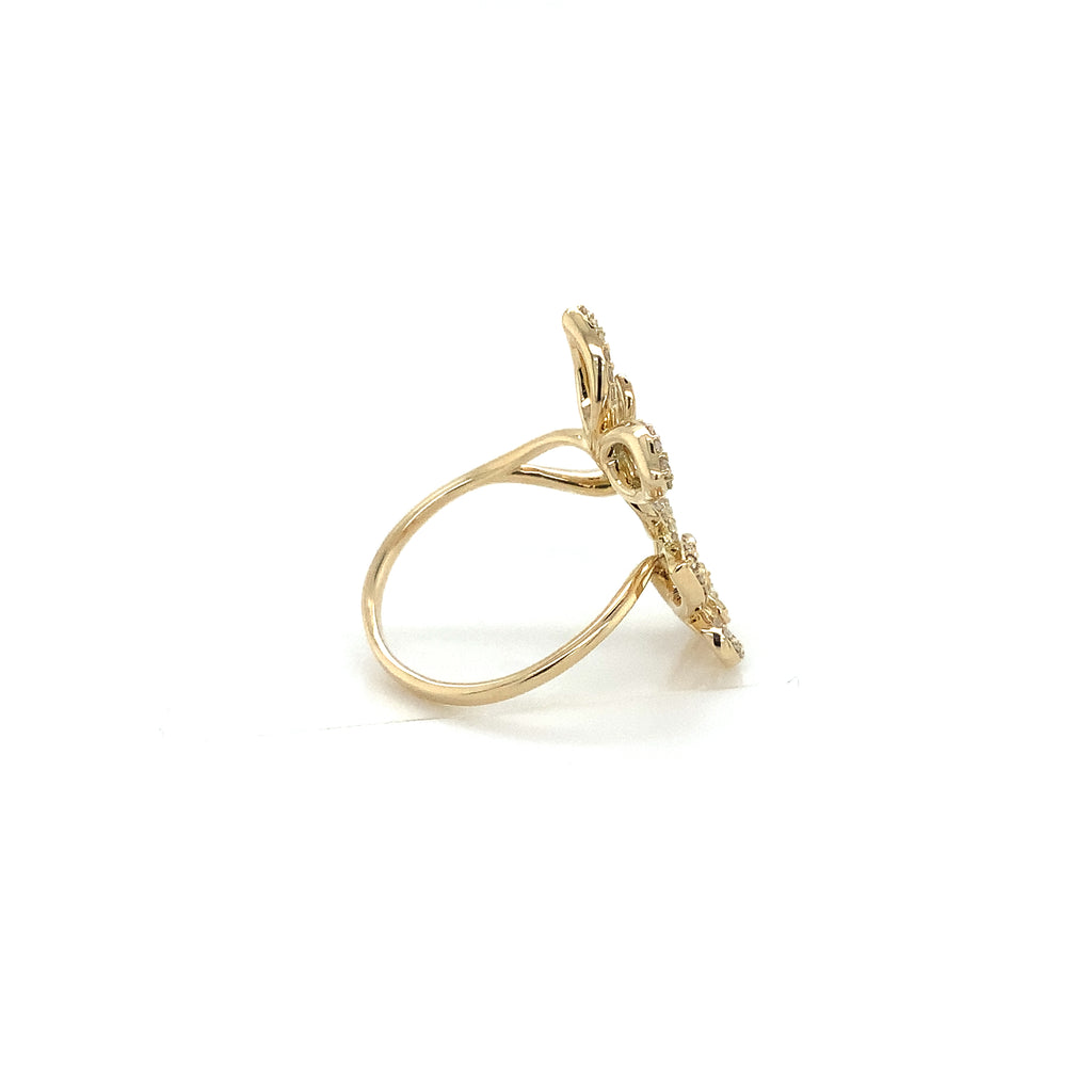 Roman+Jules 2 Butterfly Bypass Right Hand  Diamond Ring Fashioned in 14K Y/G - Image 7 of 7
