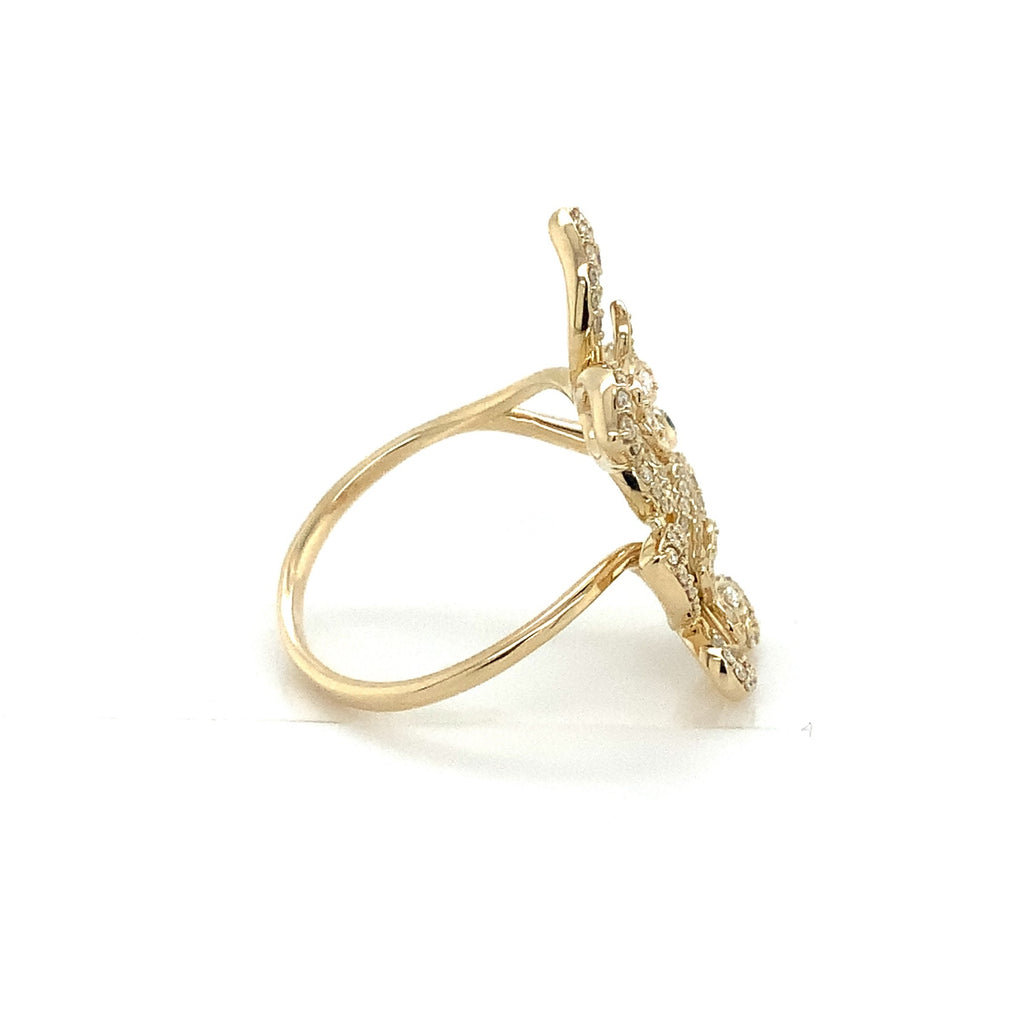 Roman+Jules 2 Butterfly Bypass Right Hand  Diamond Ring Fashioned in 14K Y/G - Image 5 of 7