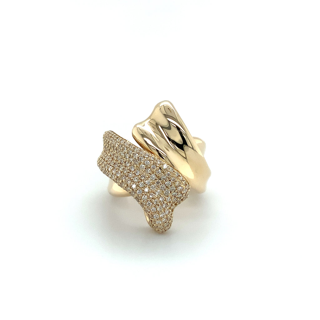 Roman+Jules Pave Diamond Bypass Right Hand Ring fashioned in 14K Yellow Gold - Image 1 of 4