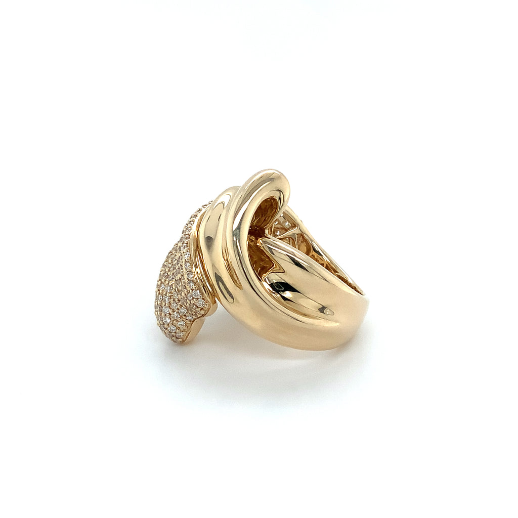 Roman+Jules Pave Diamond Bypass Right Hand Ring fashioned in 14K Yellow Gold - Image 2 of 4