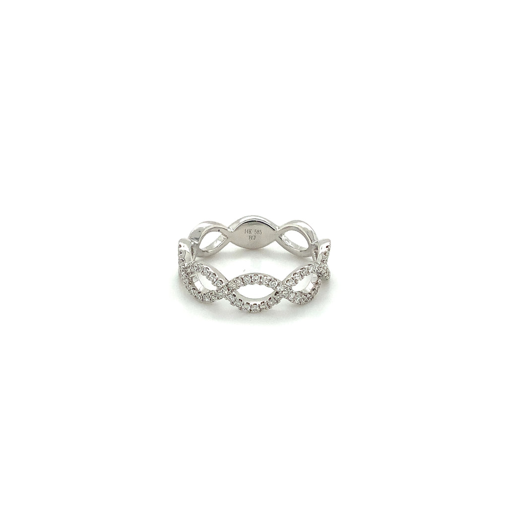 Roman+Jules 2 Row Open woven intertwined Design, Diamond Ring set in 14K White Gold - Image 1 of 7