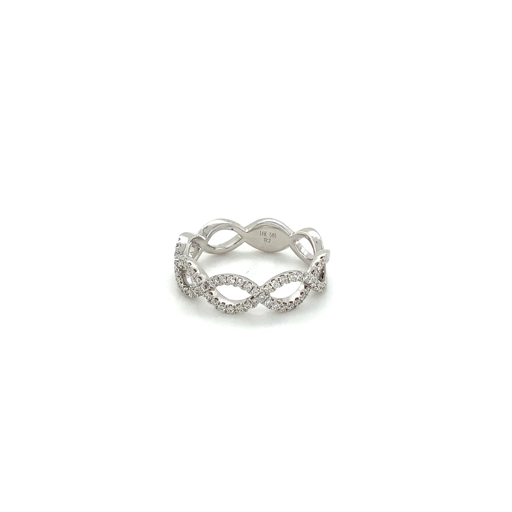 Roman+Jules 2 Row Open woven intertwined Design, Diamond Ring set in 14K White Gold - Image 2 of 7