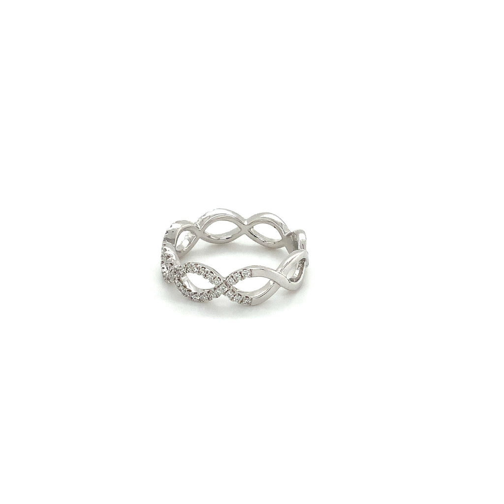 Roman+Jules 2 Row Open woven intertwined Design, Diamond Ring set in 14K White Gold - Image 3 of 7