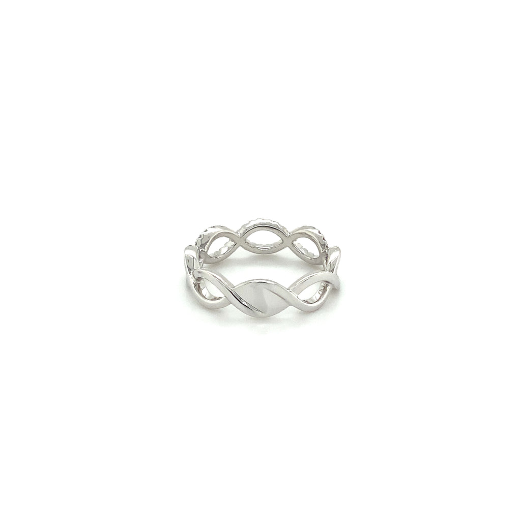Roman+Jules 2 Row Open woven intertwined Design, Diamond Ring set in 14K White Gold - Image 4 of 7