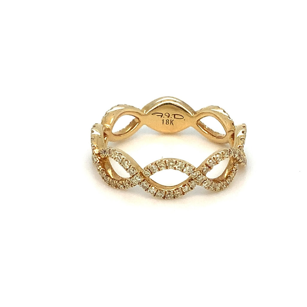 Roman+Jules 2 Row Open woven intertwined Design, Fancy Yellow Diamond Ring set in 18K Yellow Gold - Image 1 of 7