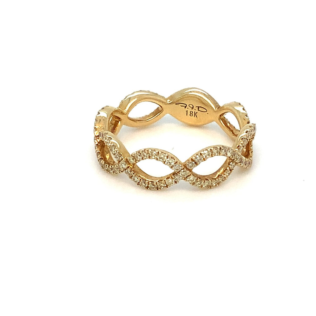 Roman+Jules 2 Row Open woven intertwined Design, Fancy Yellow Diamond Ring set in 18K Yellow Gold - Image 2 of 7