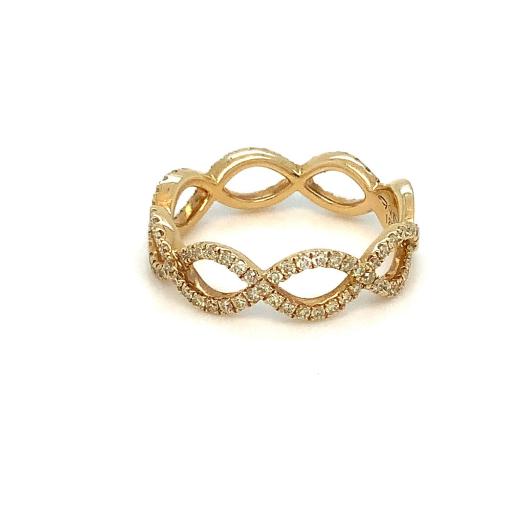 Roman+Jules 2 Row Open woven intertwined Design, Fancy Yellow Diamond Ring set in 18K Yellow Gold - Image 3 of 7