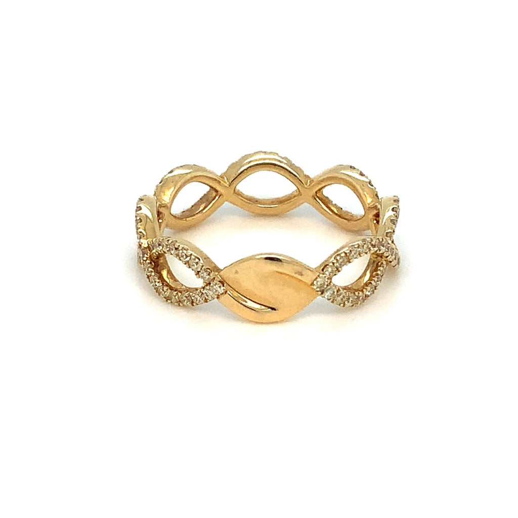 Roman+Jules 2 Row Open woven intertwined Design, Fancy Yellow Diamond Ring set in 18K Yellow Gold - Image 4 of 7