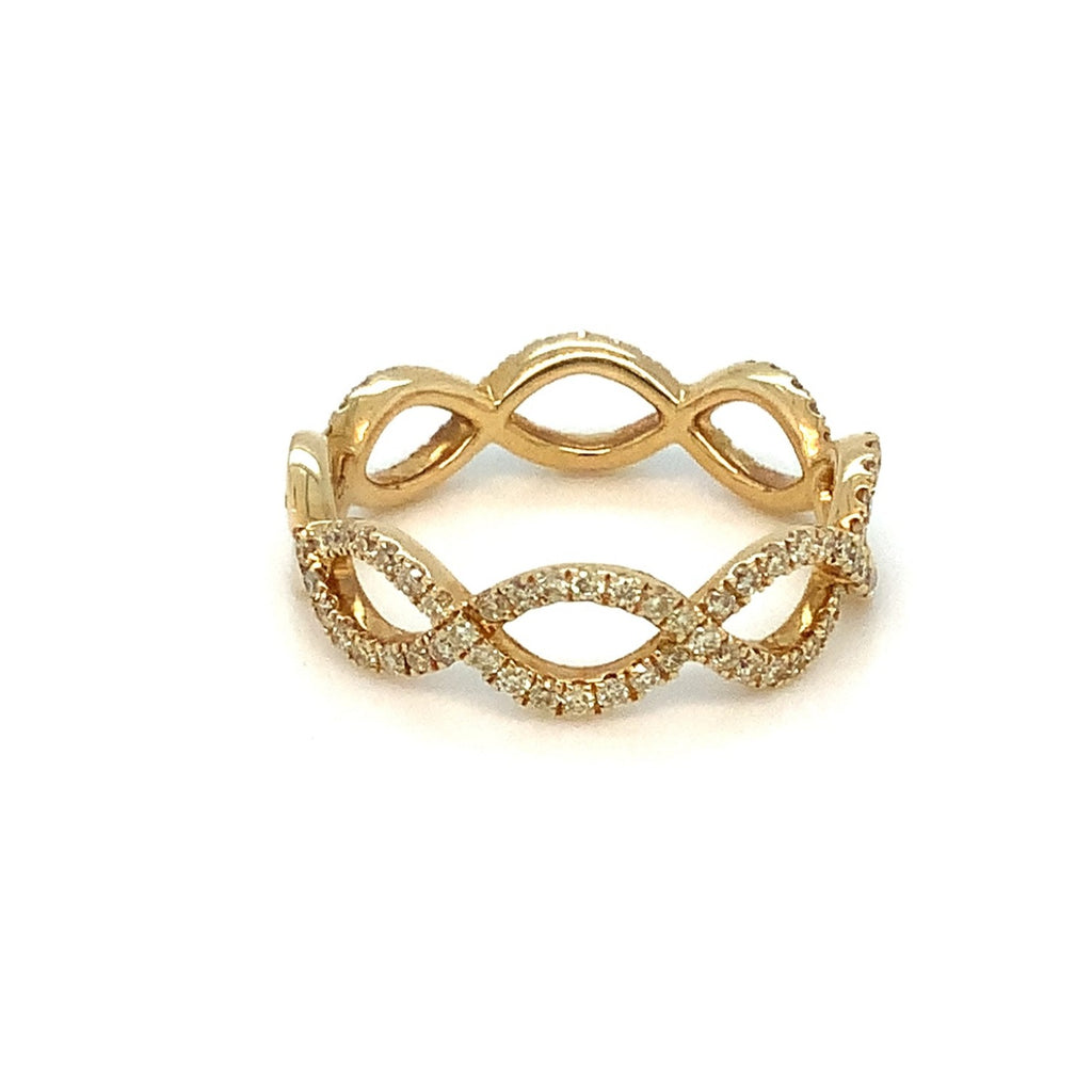 Roman+Jules 2 Row Open woven intertwined Design, Fancy Yellow Diamond Ring set in 18K Yellow Gold - Image 6 of 7
