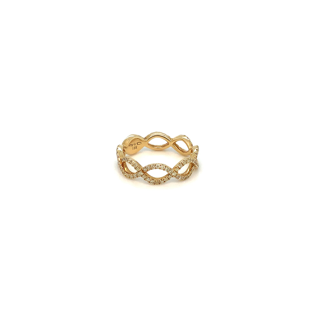 Roman+Jules 2 Row Open woven intertwined Design, Fancy Yellow Diamond Ring set in 18K Yellow Gold - Image 7 of 7