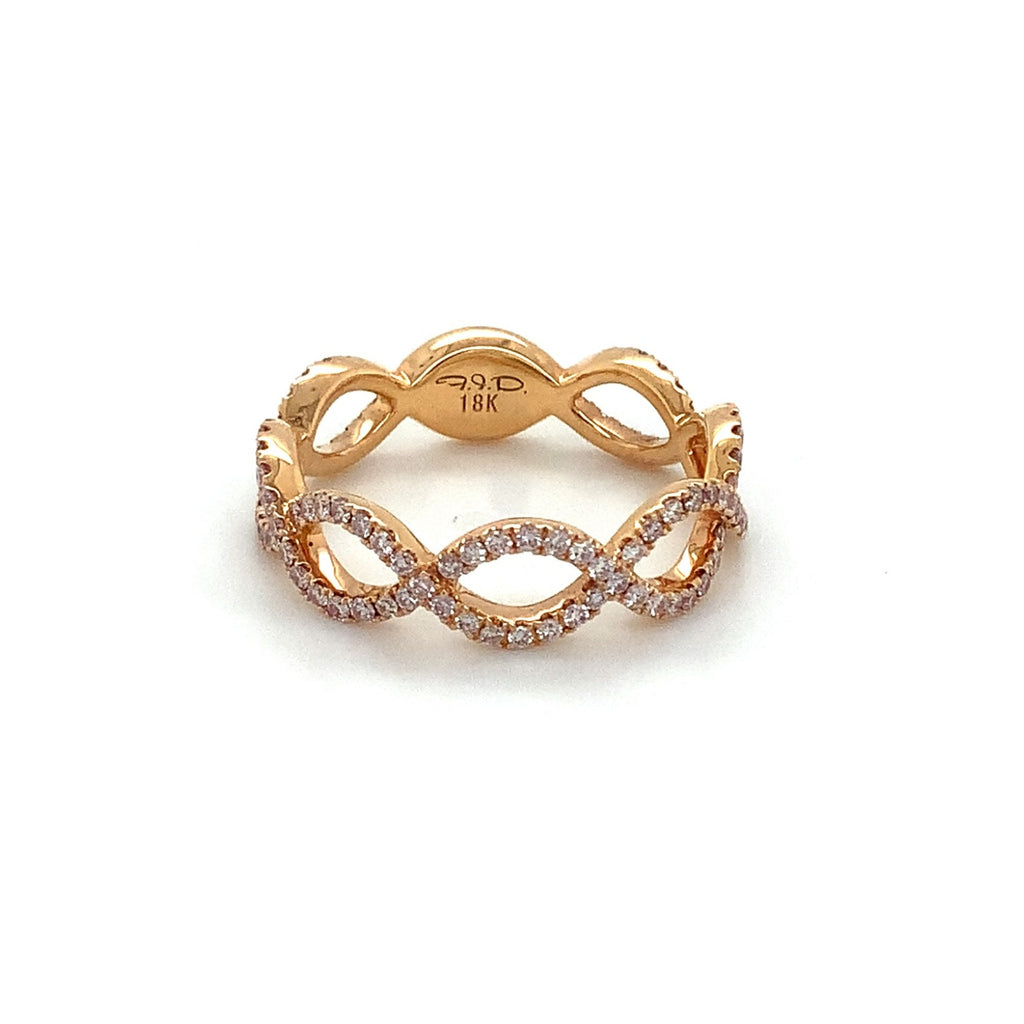 Roman+Jules 2 Row Open woven intertwined Design, Fancy Pink Diamond Ring set in 18K Rose Gold - Image 1 of 6