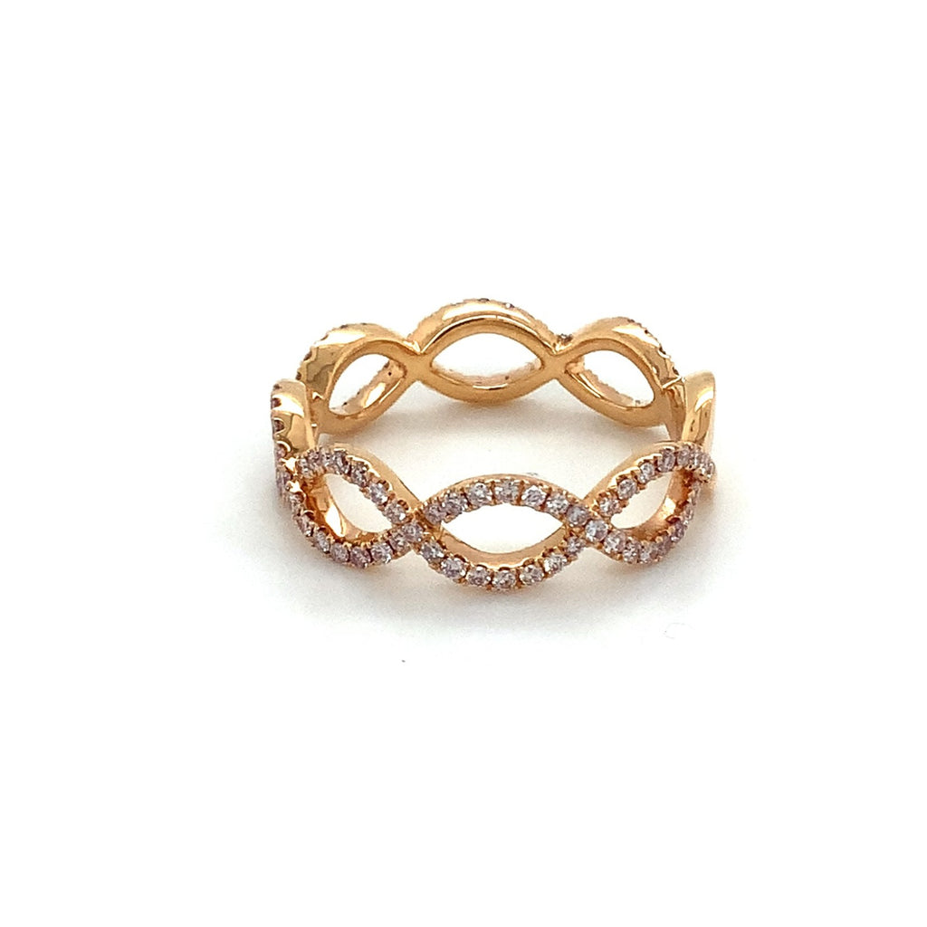 Roman+Jules 2 Row Open woven intertwined Design, Fancy Pink Diamond Ring set in 18K Rose Gold - Image 3 of 6