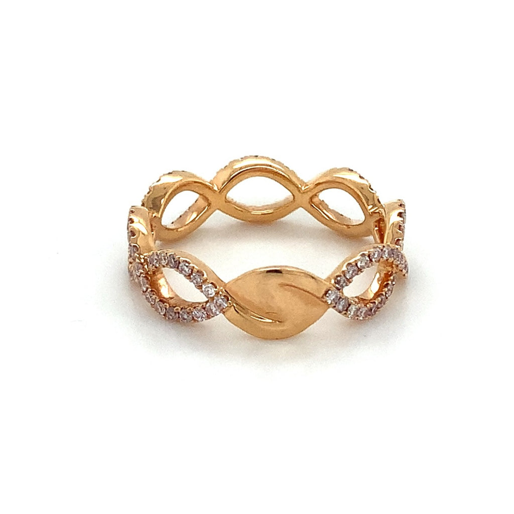 Roman+Jules 2 Row Open woven intertwined Design, Fancy Pink Diamond Ring set in 18K Rose Gold - Image 4 of 6
