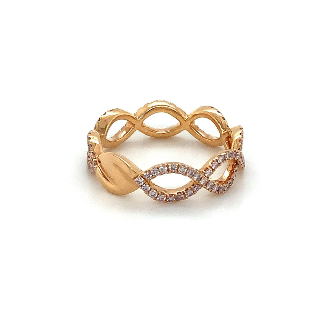 Roman+Jules 2 Row Open woven intertwined Design, Fancy Pink Diamond Ring set in 18K Rose Gold - Image 5 of 6