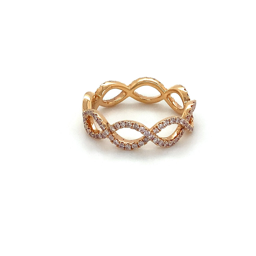Roman+Jules 2 Row Open woven intertwined Design, Fancy Pink Diamond Ring set in 18K Rose Gold - Image 6 of 6