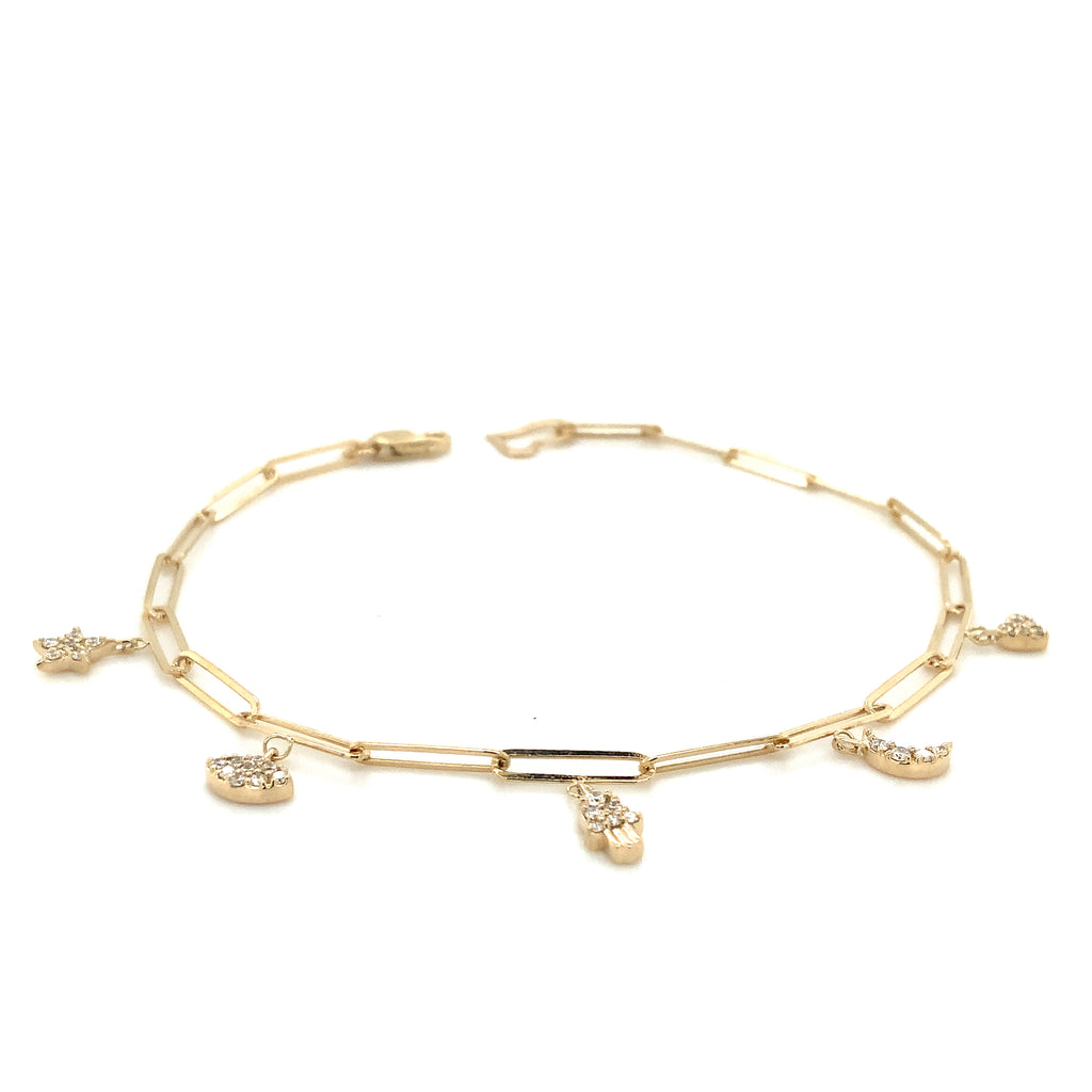 Roman+Jules Paperclip Diamond Charm Bracelet in 14K Yellow Gold - Image 1 of 5