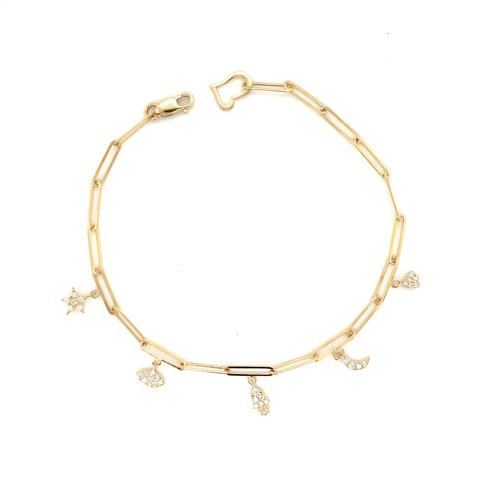 Roman+Jules Paperclip Diamond Charm Bracelet in 14K Yellow Gold - Image 2 of 5