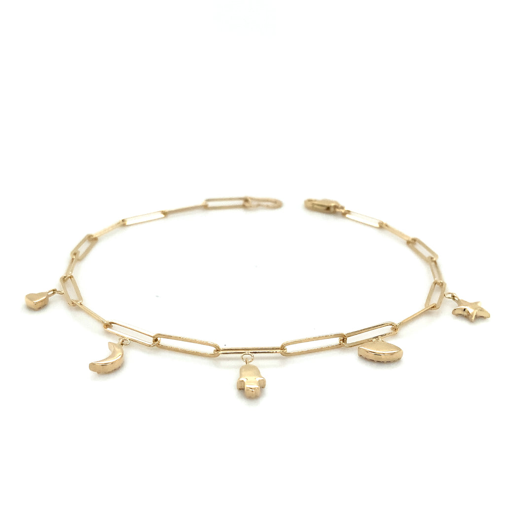 Roman+Jules Paperclip Diamond Charm Bracelet in 14K Yellow Gold - Image 3 of 5