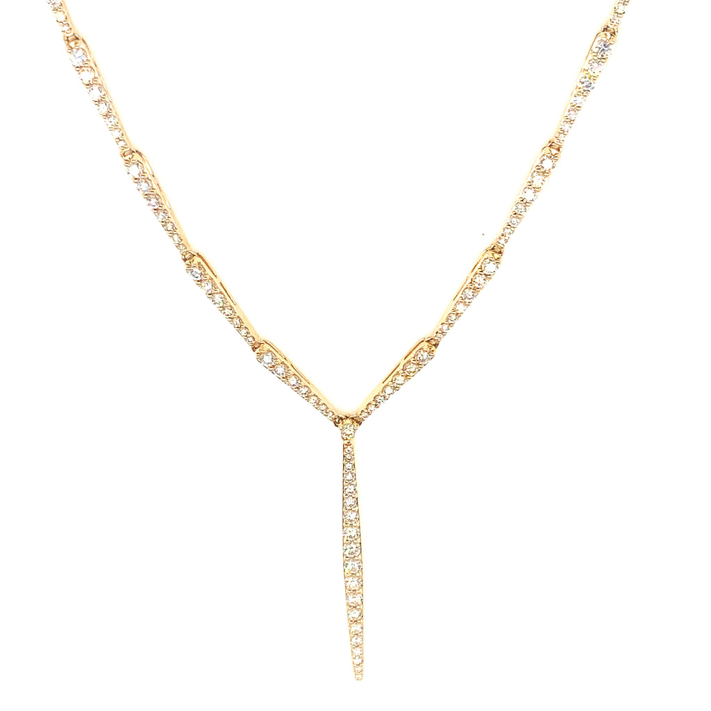 Roman+Jules Elegant Lariat Style Link Diamond Necklace set in 14K Yellow Gold - Image 2 of 8
