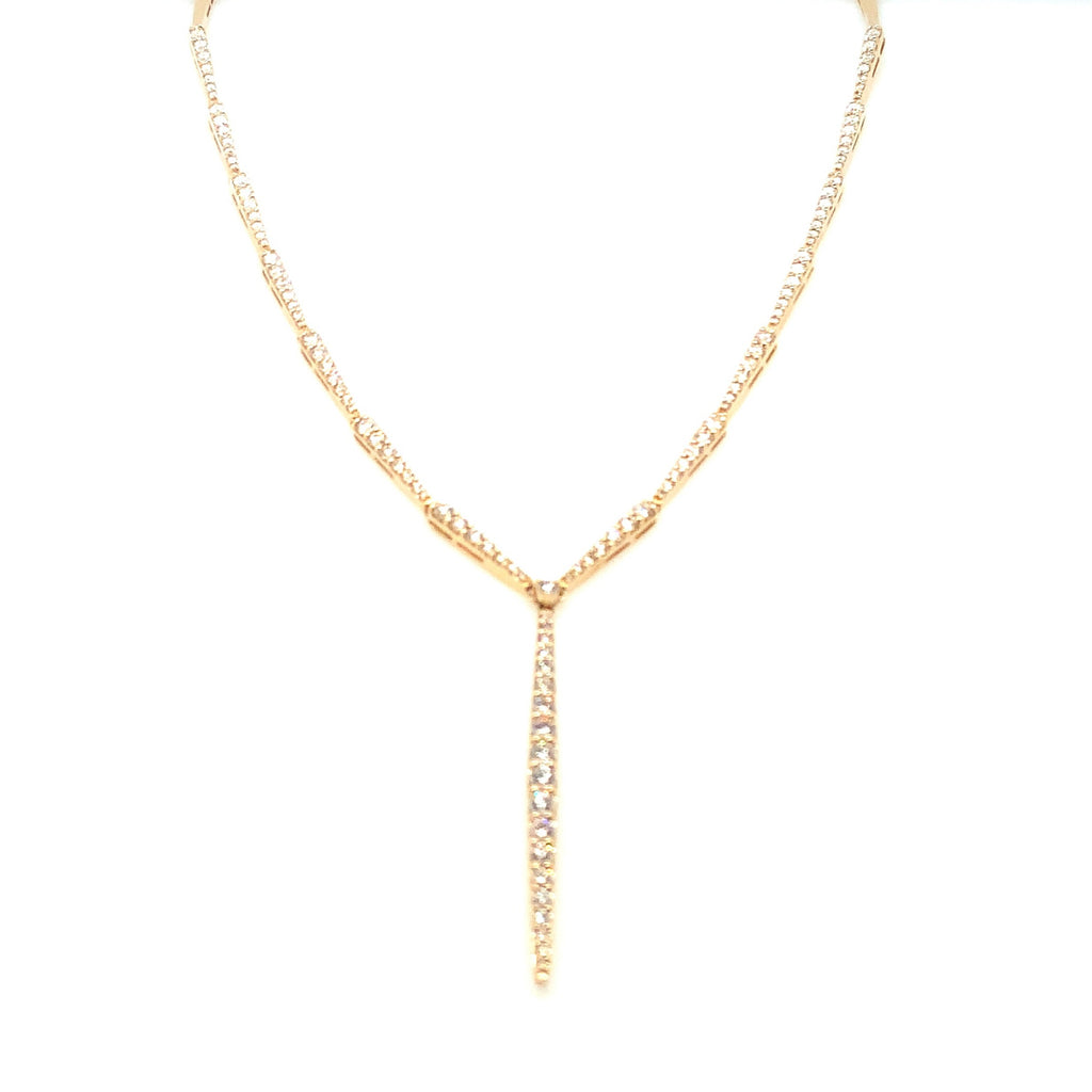 Roman+Jules Elegant Lariat Style Link Diamond Necklace set in 14K Yellow Gold - Image 4 of 8