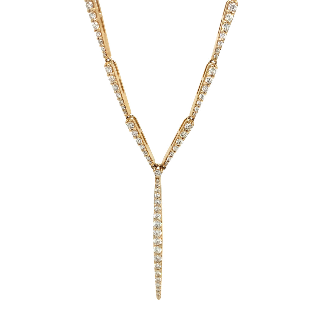 Roman+Jules Elegant Lariat Style Link Diamond Necklace set in 14K Yellow Gold - Image 1 of 8
