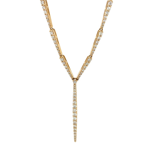 Roman+Jules Elegant Lariat Style Link Diamond Necklace set in 14K Yellow Gold - Image 1 of 8
