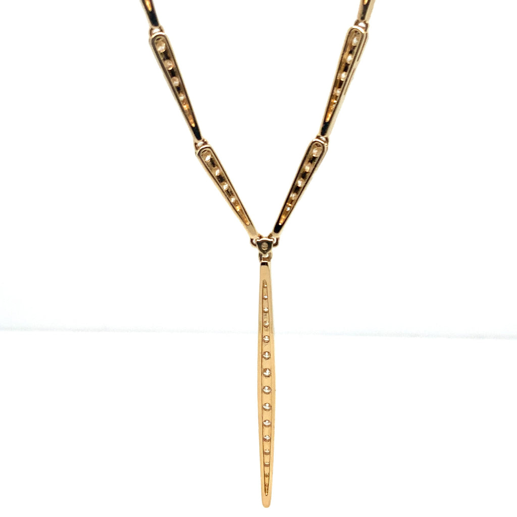 Roman+Jules Elegant Lariat Style Link Diamond Necklace set in 14K Yellow Gold - Image 7 of 8