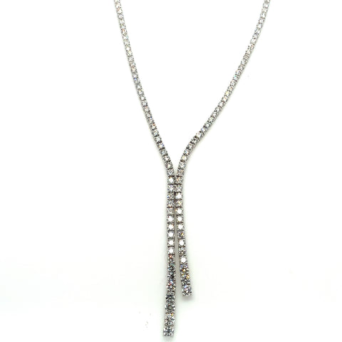 Roman+Jules Elegant Lariat Style Graduating Diamond Necklace set in 14K White Gold - Image 1 of 4