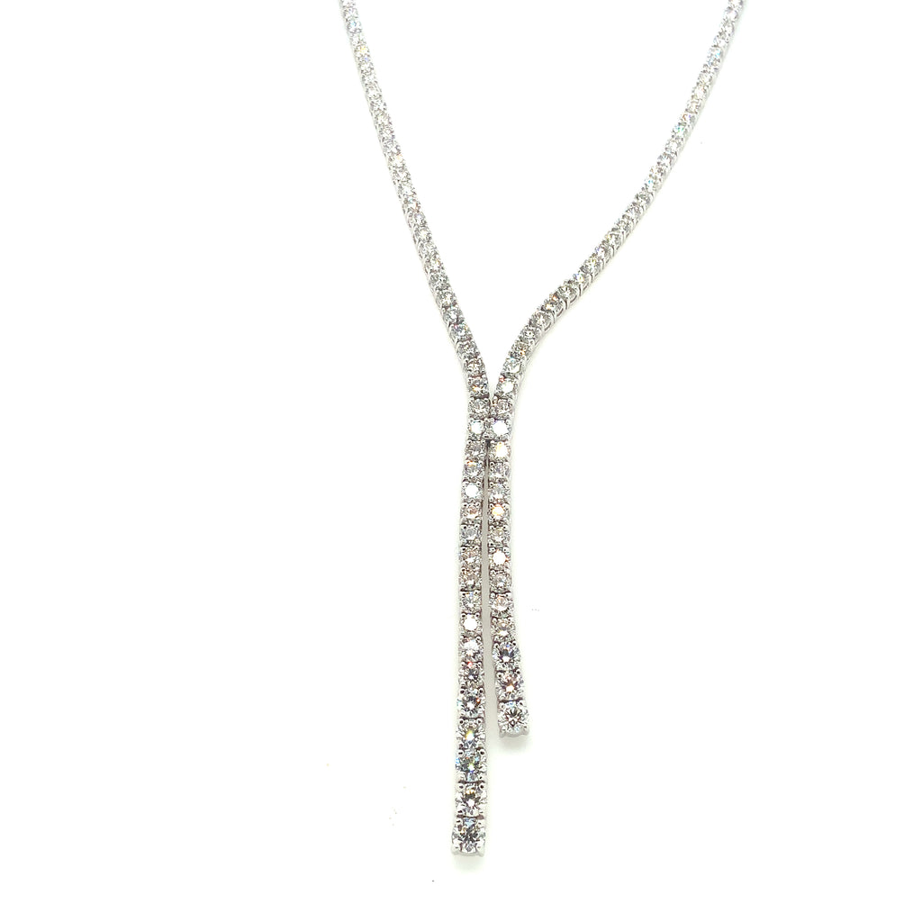 Roman+Jules Elegant Lariat Style Graduating Diamond Necklace set in 14K White Gold - Image 3 of 4