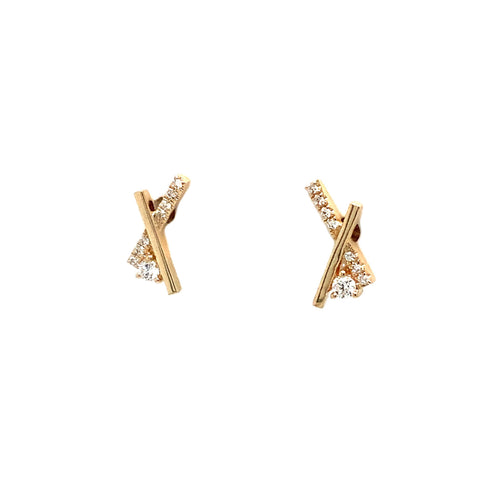 Roman+Jules Cress cross Pavé Diamond Earring in 14K Yellow Gold - Image 1 of 7