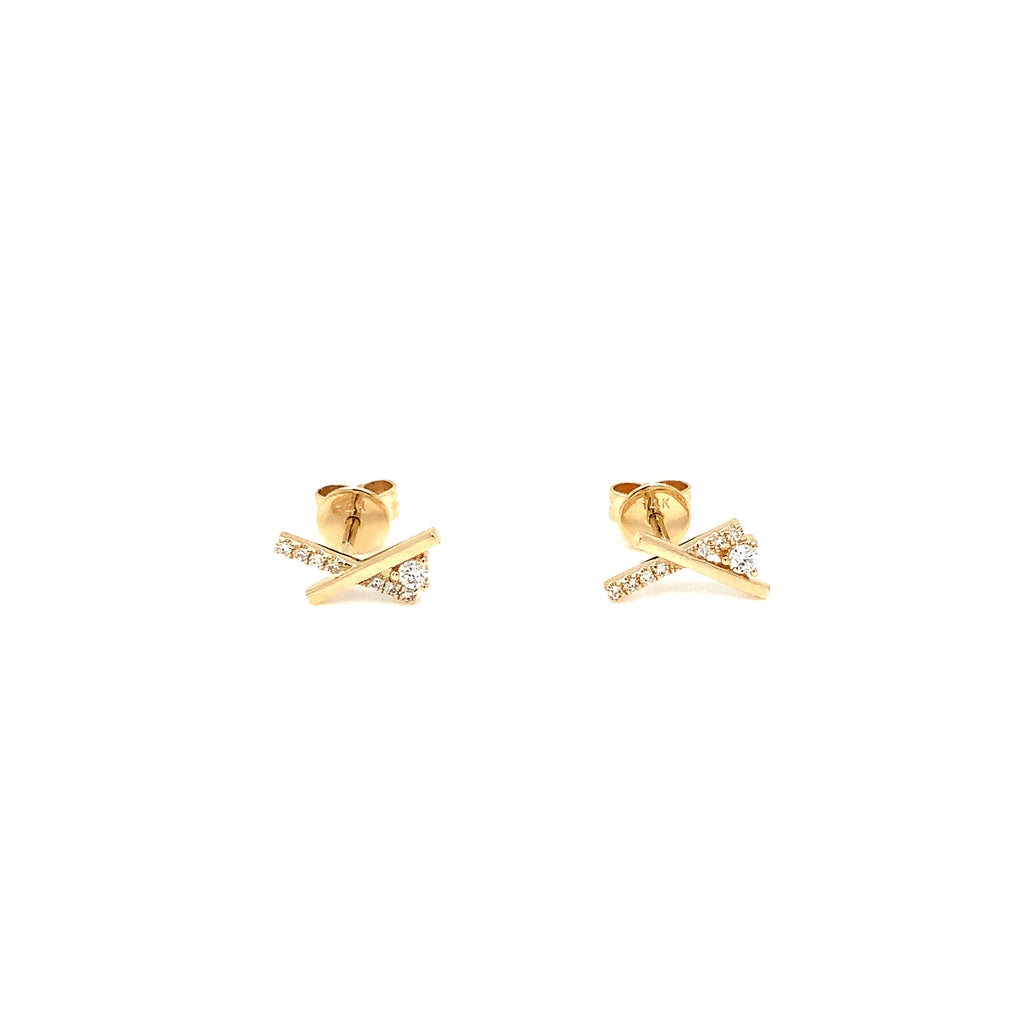Roman+Jules Cress cross Pavé Diamond Earring in 14K Yellow Gold - Image 5 of 7