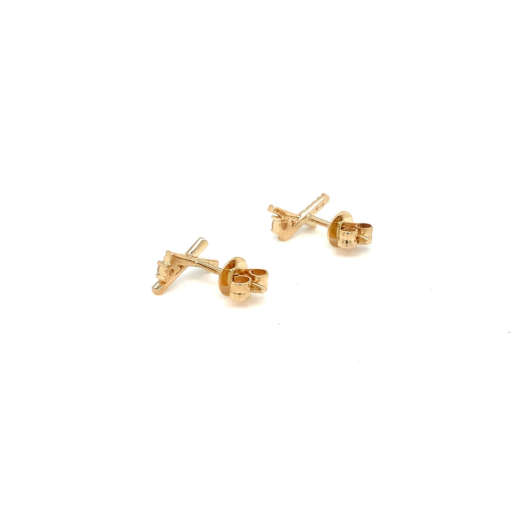 Roman+Jules Cress cross Pavé Diamond Earring in 14K Yellow Gold - Image 6 of 7