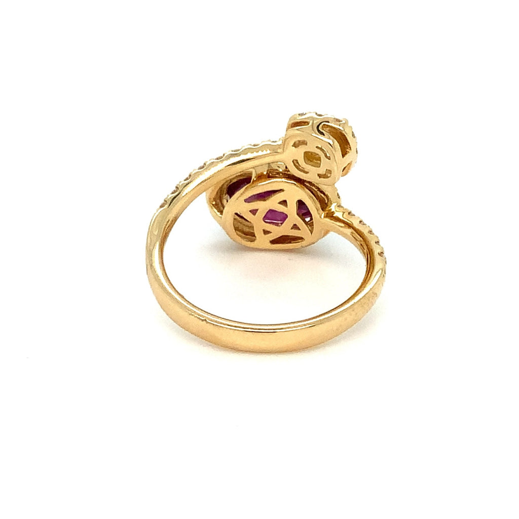 Roman + Jules GIA Certified One of A Kind Gem Quality Natural Oval Ruby and Diamond Ring set in 18K Yellow Go - Image 3 of 6