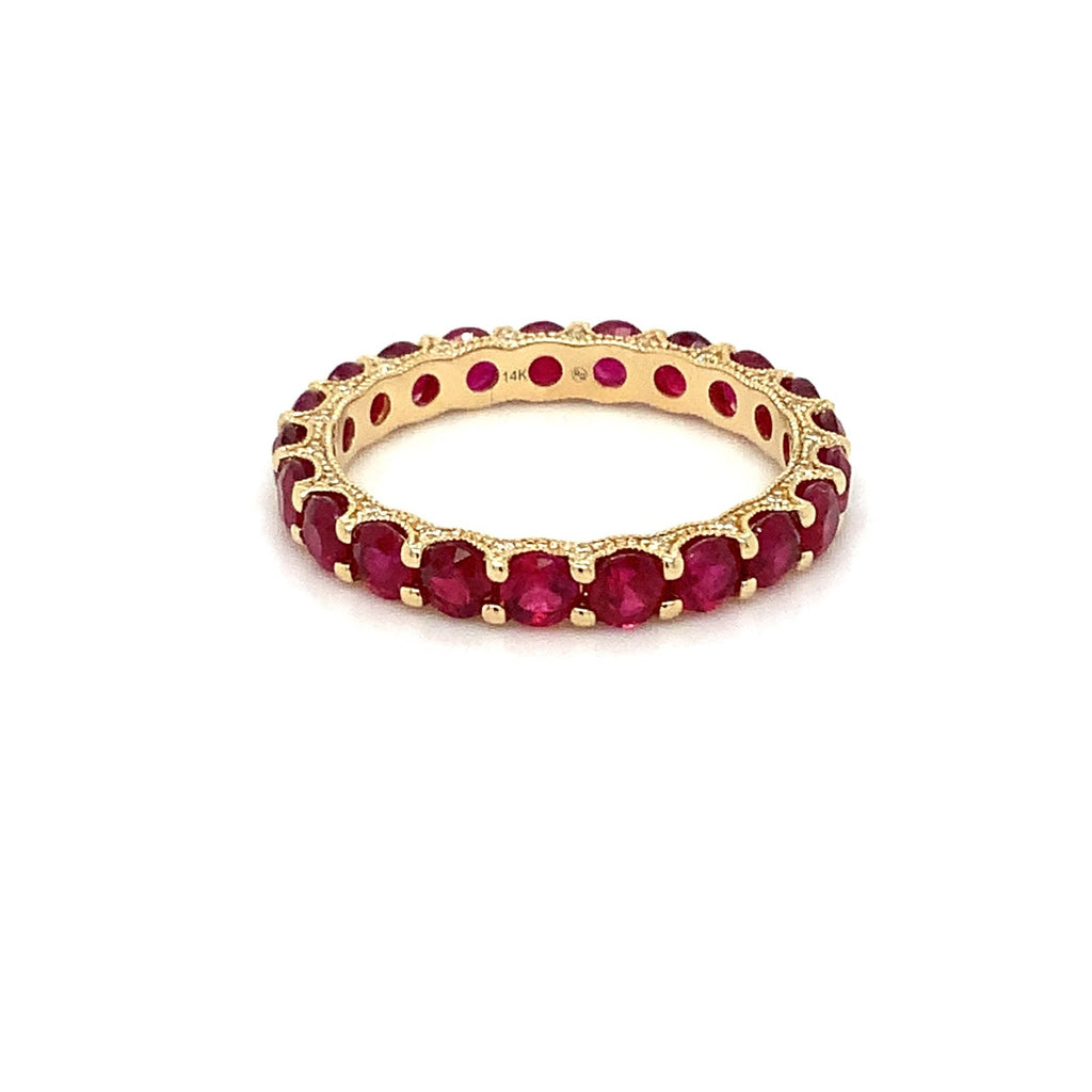 Roman+Jules Gem Quality Ruby and Diamond Eternity Band Set in 14K Yellow Gold - Image 1 of 3
