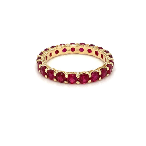 Roman+Jules Gem Quality Ruby and Diamond Eternity Band Set in 14K Yellow Gold - Image 1 of 3
