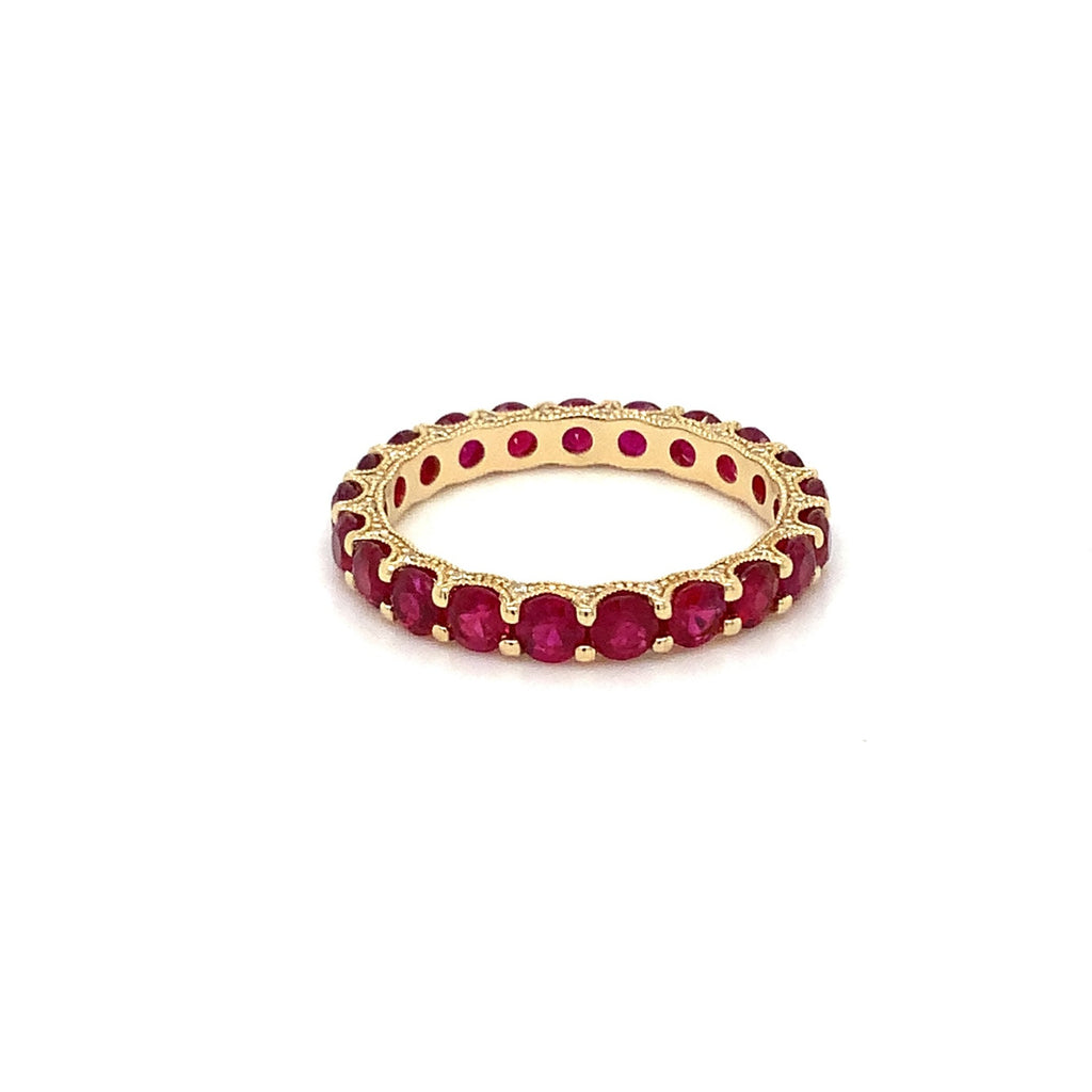 Roman+Jules Gem Quality Ruby and Diamond Eternity Band Set in 14K Yellow Gold - Image 2 of 3