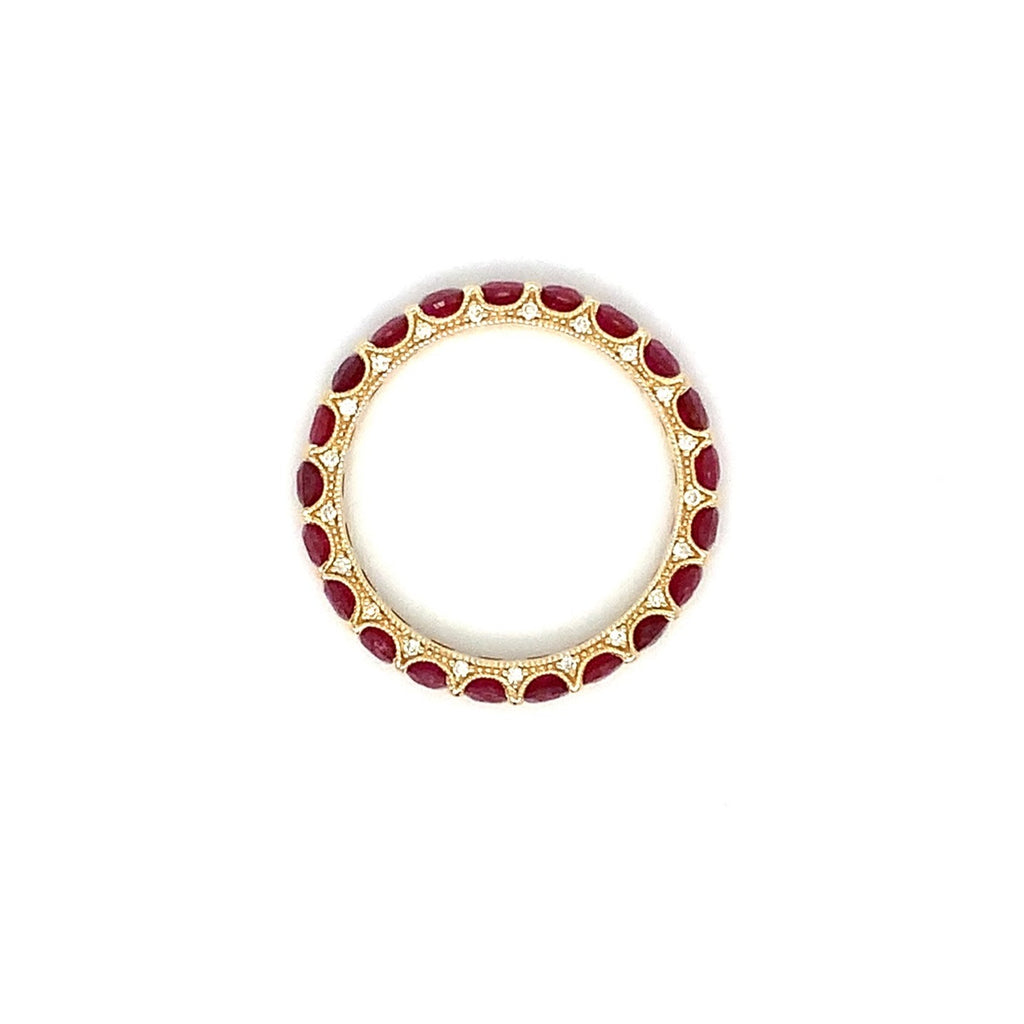 Roman+Jules Gem Quality Ruby and Diamond Eternity Band Set in 14K Yellow Gold - Image 3 of 3