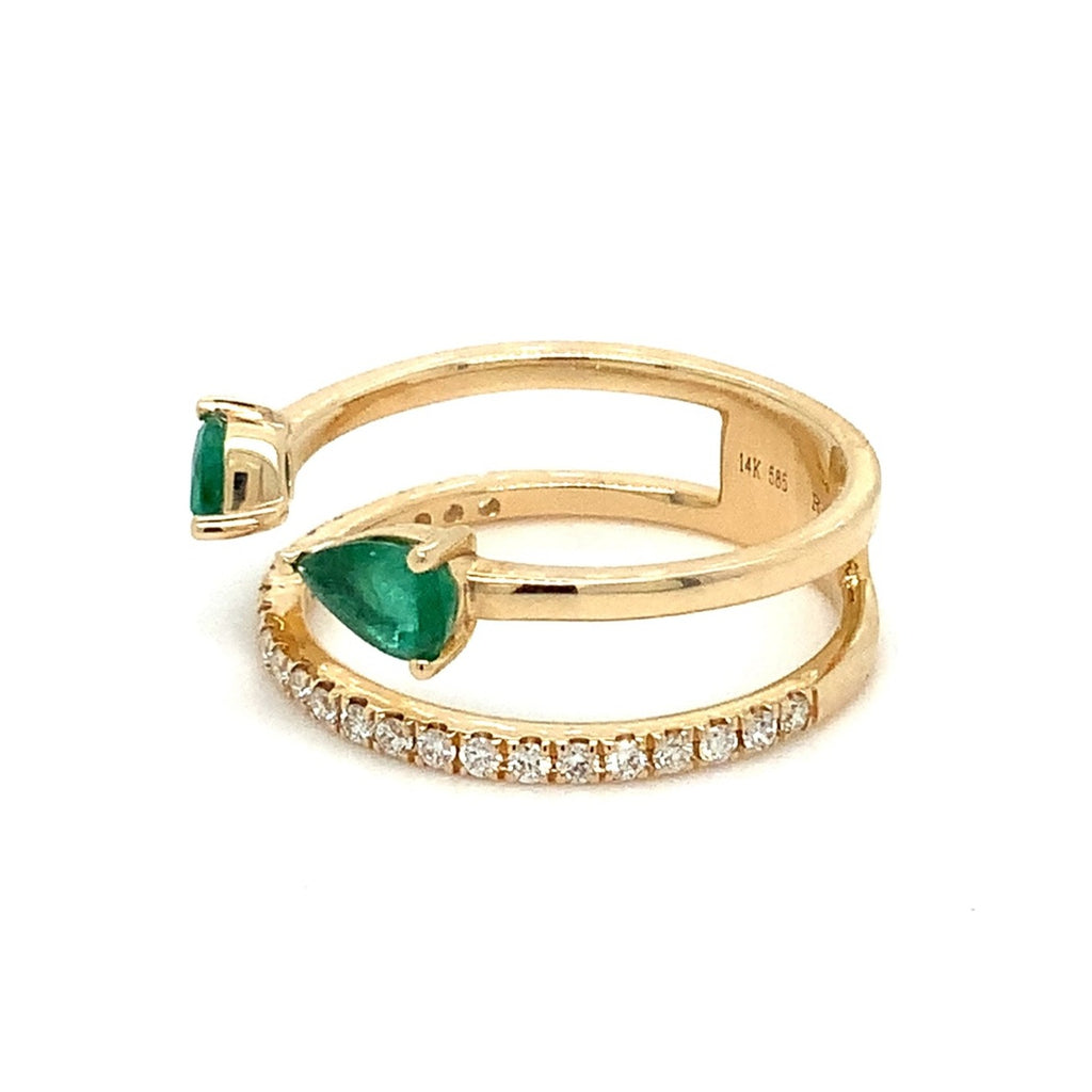 Roman+Jules Emeralds and Diamond Right hand Ring set in 14K Yellow Gold - Image 2 of 7