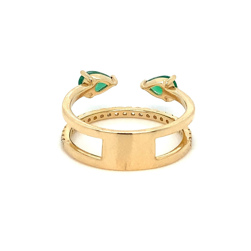 Roman+Jules Emeralds and Diamond Right hand Ring set in 14K Yellow Gold - Image 3 of 7