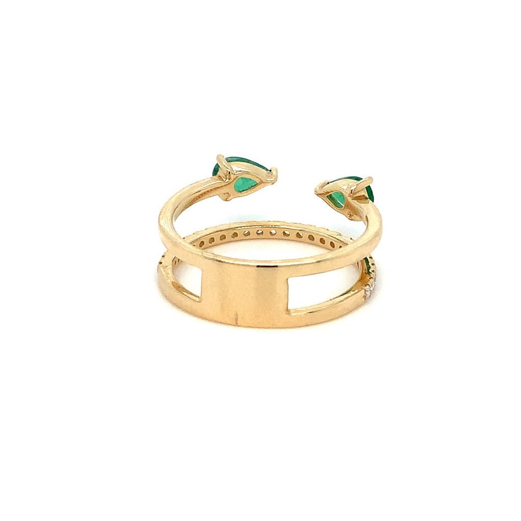 Roman+Jules Emeralds and Diamond Right hand Ring set in 14K Yellow Gold - Image 4 of 7