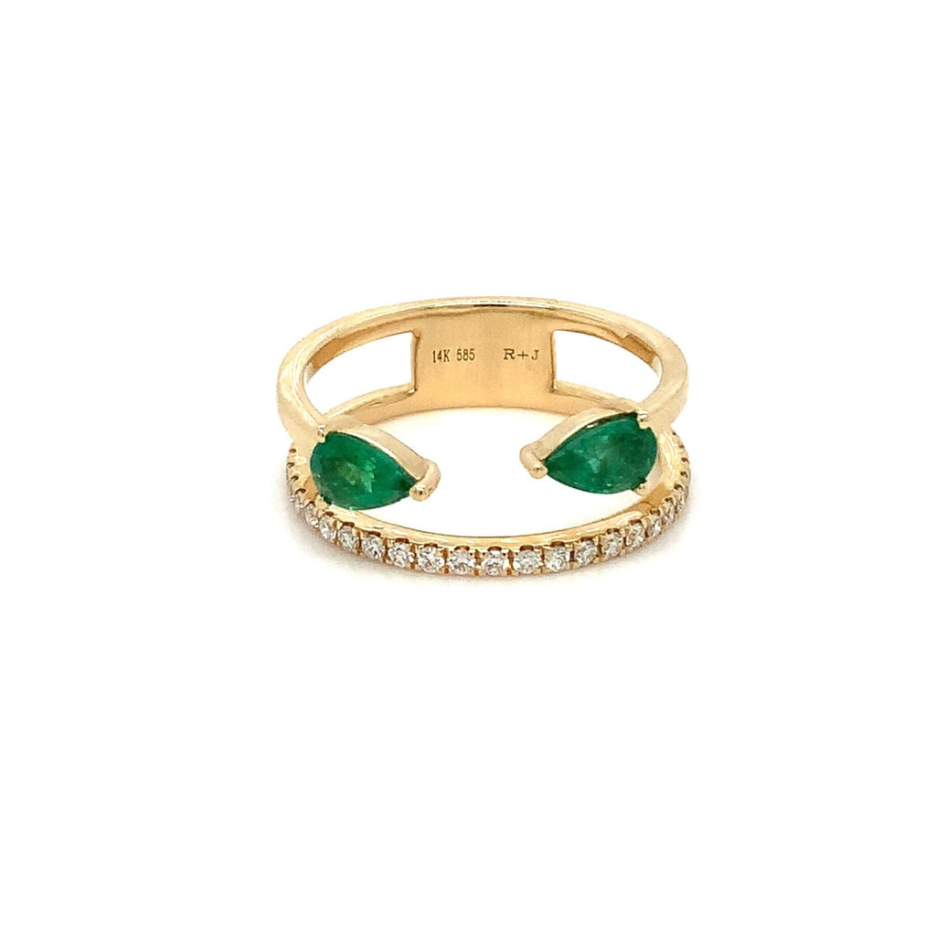 Roman+Jules Emeralds and Diamond Right hand Ring set in 14K Yellow Gold - Image 6 of 7