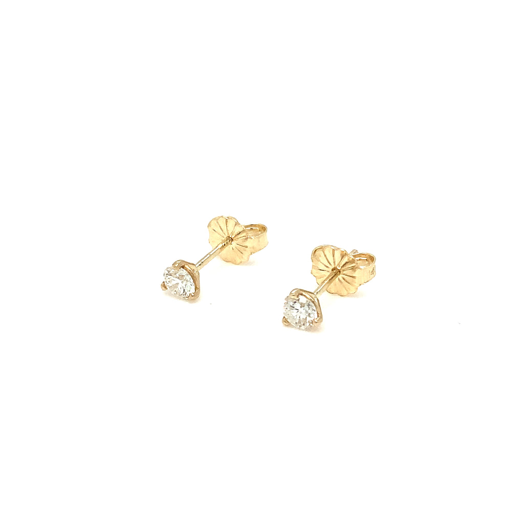 Diamond Studs Post Earring 0.20 cts 3 Prong Martini Setting 14K Yellow Gold - Image 1 of 4