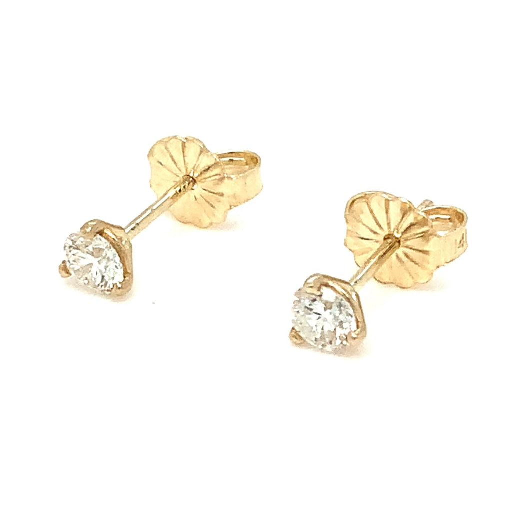 Diamond Studs Post Earring 0.63 cts 3 Prong Martini Setting 14K Yellow Gold - Image 1 of 5