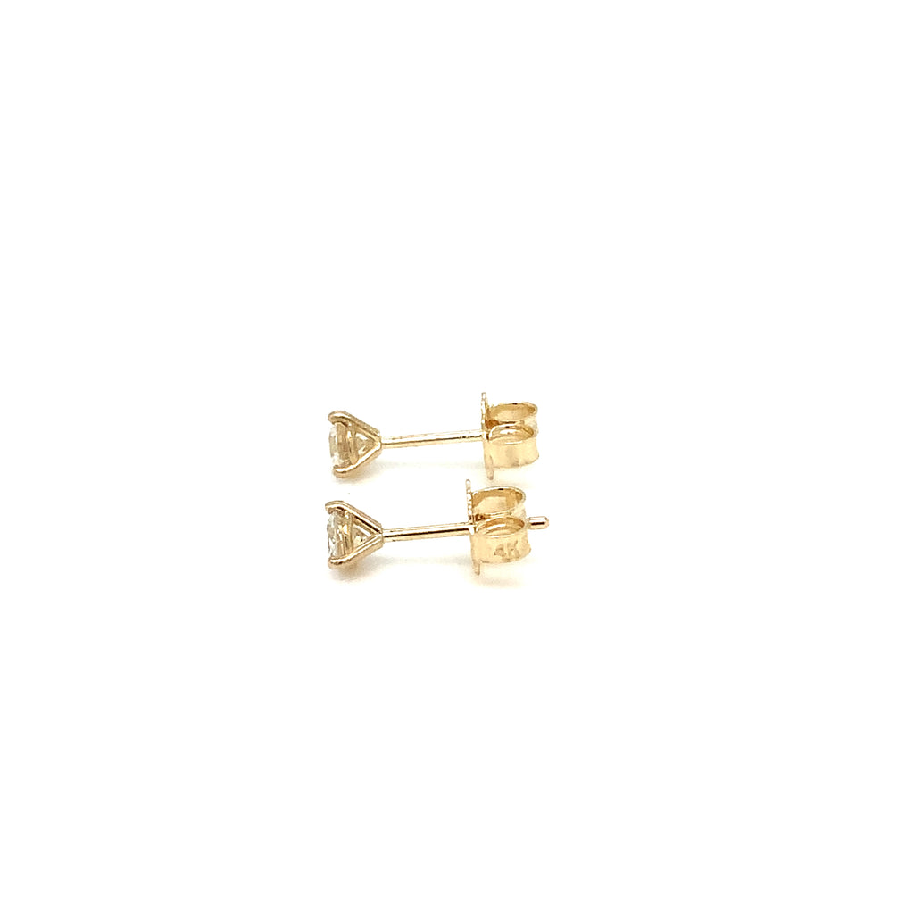 Diamond Studs Post Earring 0.20 cts 3 Prong Martini Setting 14K Yellow Gold - Image 2 of 4